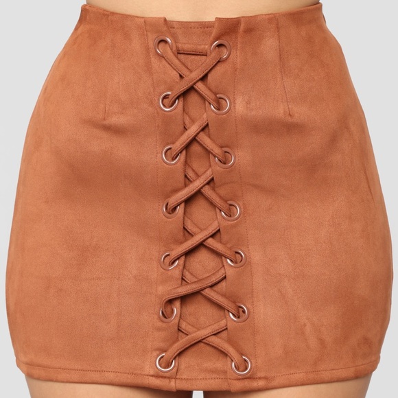 Lucky Break Faux Suede Skirt - Brown - Picture 1 of 1